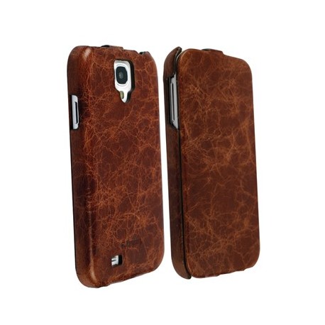 Etui Slim-Cover Krusell à rabat en cuir vintage marron pour Samsung Galaxy S4