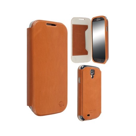 Etui Samsung Galaxy S4 Krusell à rabat latéral cuir maron camel