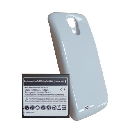 Cache + Batterie Haute Capacité 5600 mA/h blanc pour Samsung Galaxy S4
