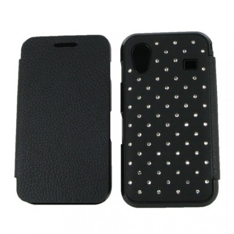 Housse strass portefeuille pour Samsung Galaxy Ace - couleur noir