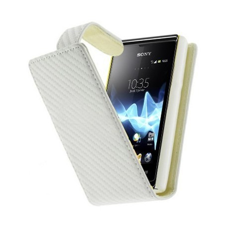 Housse blanche style carbone pour le Sony Xperia E