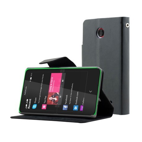 Etui folio simili noir STAX pour Nokia-X