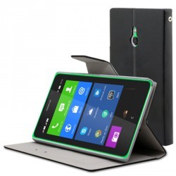 Etui folio simili noir STAX pour Nokia-XL