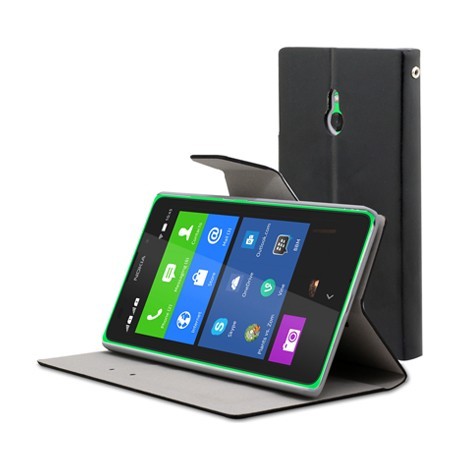 Etui folio simili noir STAX pour Nokia-XL