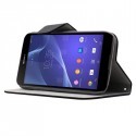 Etui folio simili noir STAX pour Sony Xperia-T2 Ultra