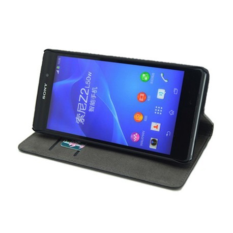 Etui folio simili noir STAX pour Sony Xperia-Z2