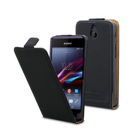 Etui portefeuille rabat noir pour Sony Xperia-E1