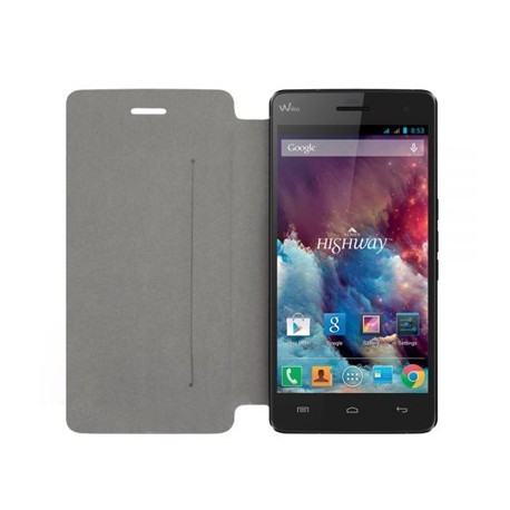 Etui Rabat Folio Simili Noir pour Wiko Highway