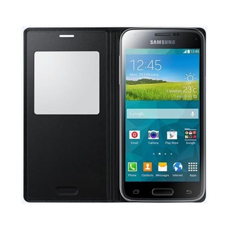 Etui Folio Noir Origine S-View Cover pour Samsung CG800 "S5 Mini"