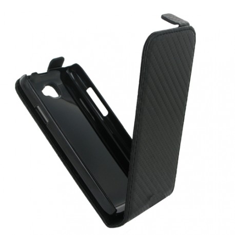 Etui style carbone noir pour Logicom E350