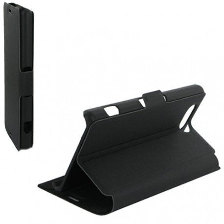 Housse portefeuille latérale avec support pour Sony Xperia Z3 Compact - couleur Noire