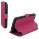 Housse portefeuille latérale avec support pour Wiko Sunset - couleur Fuchsia